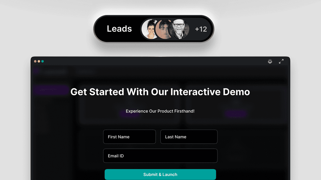 Capture leads with a form inside the demo